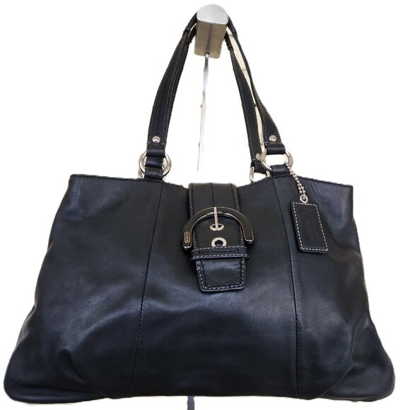 Euc Coach Soho East West Black Leather Shoulder Bag Purse - Picture 1 of 16